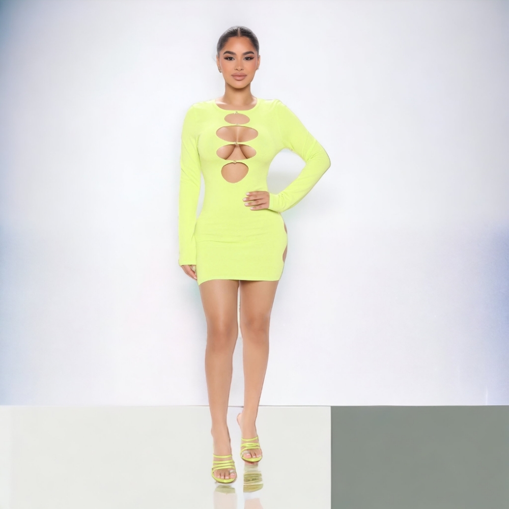 🔥🔥PETITE SWEATER MINI DRESS- LIME  XL
